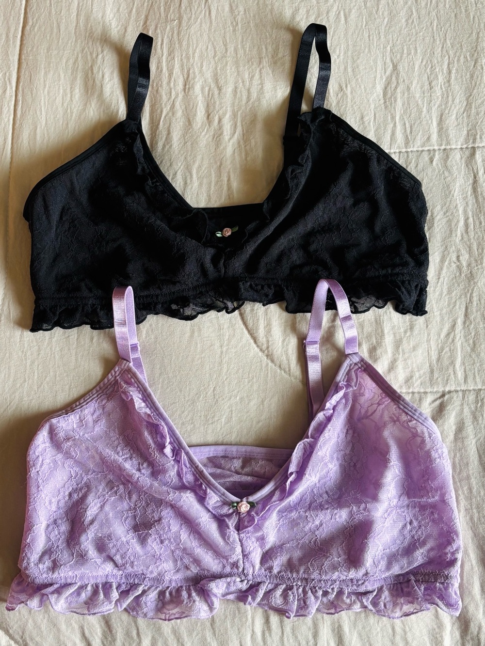 No Boundaries Lace Bralette Duo - Black & Lavender | XXL | * NWOT *